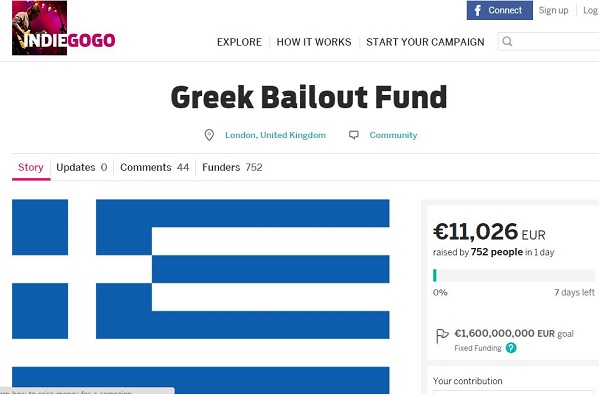 Ας χρηματοδοτήσουμε ένα ταμείο διάσωσης για την Ελλάδα – Indiegogo