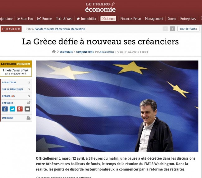 Le Figaro: Η Αθήνα προκαλεί και πάλι τους δανειστές της
