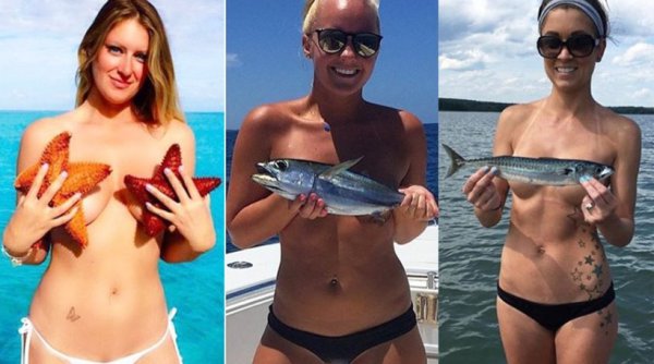 Fishbra: Η νέα μόδα στα social media! Γυναίκες ποζάρουν τοπλες με ψάρια να καλύπτουν το στήθος τους (φωτό)