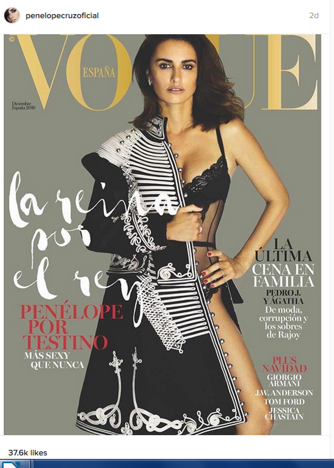 H Πενέλοπε Κρουζ ποζάρει με μαύρα εσώρουχα για το εξώφυλλο της Vogue