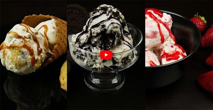 Πανεύκολο Σπιτικό Παγωτό, Χωρίς Παγωτομηχανή, Με 3 Γεύσεις (Φράουλα, Oreo, Cookies) Συνταγή – Βίντεο
