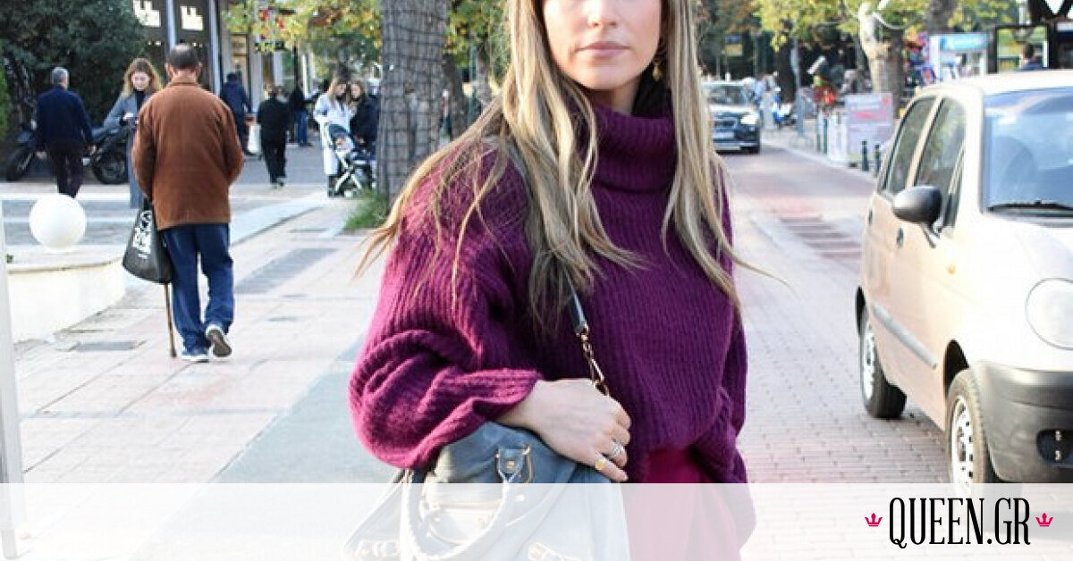 H Aθηνά Οικονομάκου φοράει το χρώμα του χειμώνα σε μία από τις πιο cozy εμφανίσεις της
