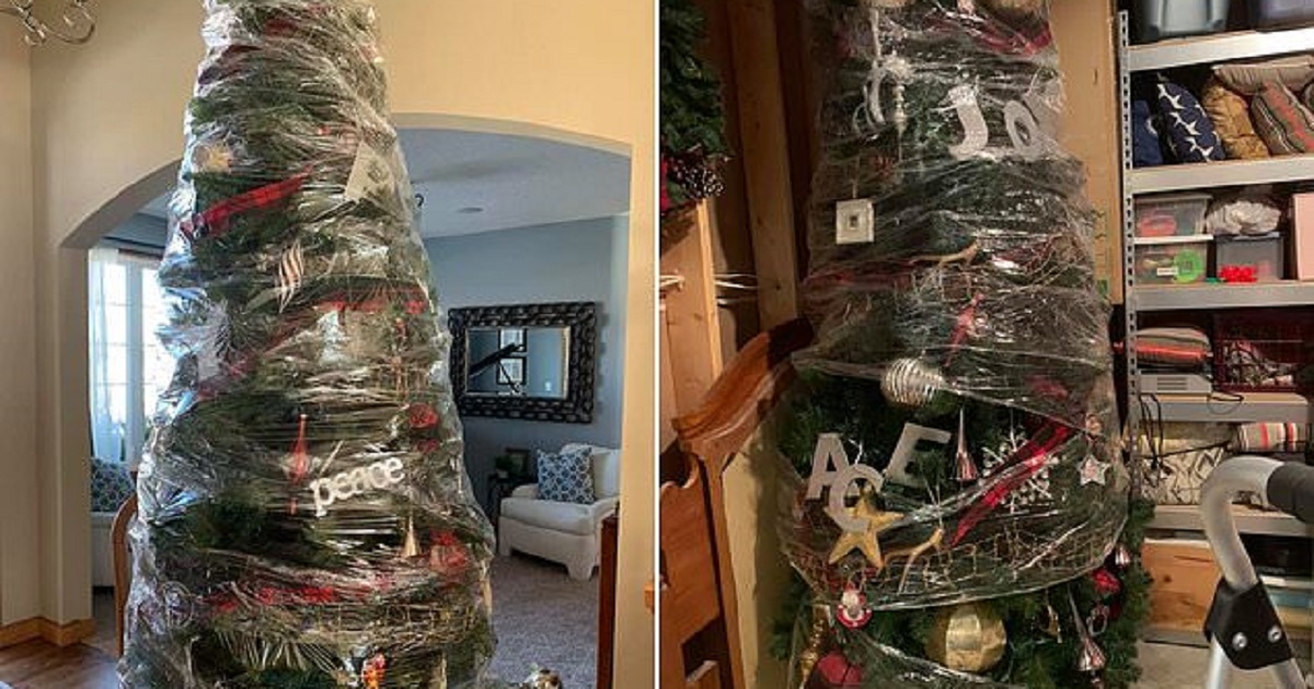 Μάνα που βαριέται ανακάλυψε τον πιο γρήγορο τρόπο να αποθηκεύσετε το Χριστουγεννιάτικου δέντρο σας