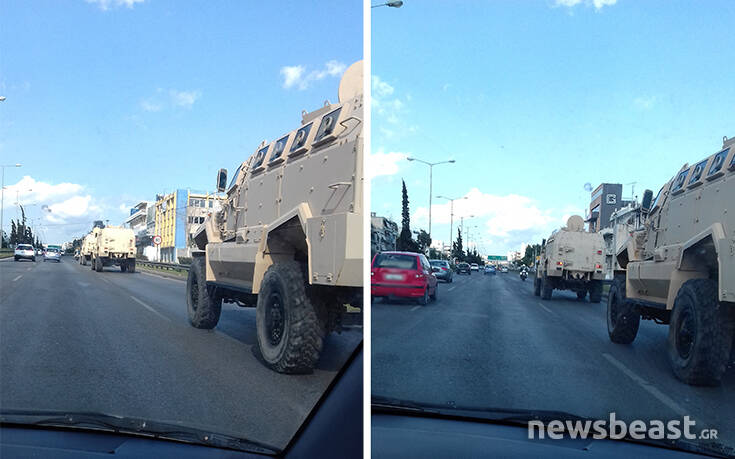Θηριώδη οχήματα στρατιωτικού τύπου από την Αθήνα προς τα σύνορα του Έβρου