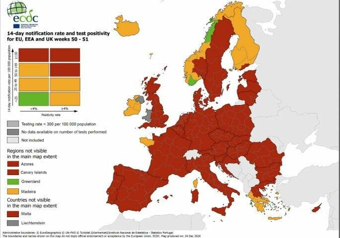 Κορονοϊός στην Ελλάδα: Στο «πορτοκαλί» η μισή χώρα – Ποιες περιοχές παραμένουν στο «κόκκινο»