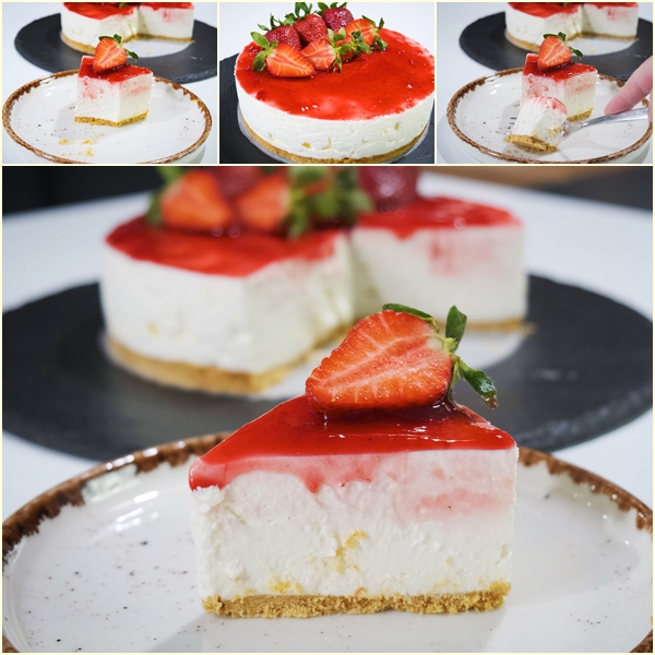 Γλυκό Cheesecake με Φράουλες(ΧΩΡΙΣ ΜΙΞΕΡ)Επαγγελματική Συνταγή!!!
