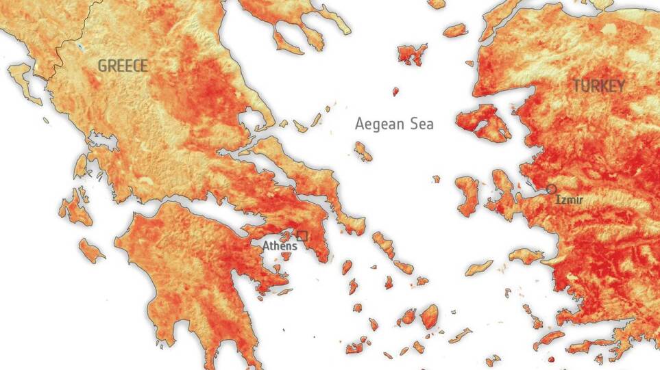 Ευρωπαϊκός Οργανισμός Διαστήματος: «Ψήθηκε» η γη στην Ελλάδα με 50 βαθμούς στην επιφάνεια