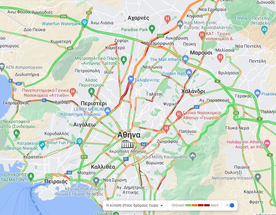 Κίνηση στους δρόμους: Μεγάλο μποτιλιάρισμα στη λ. Αθηνών – Προβλήματα και στον Κηφισό