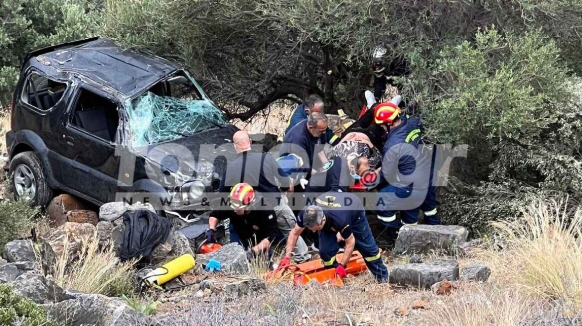 Κρήτη: «Άγιο» είχε γυναίκα οδηγός που έπεσε στον γκρεμό και την πλάκωσε το όχημά της στο Λασίθι