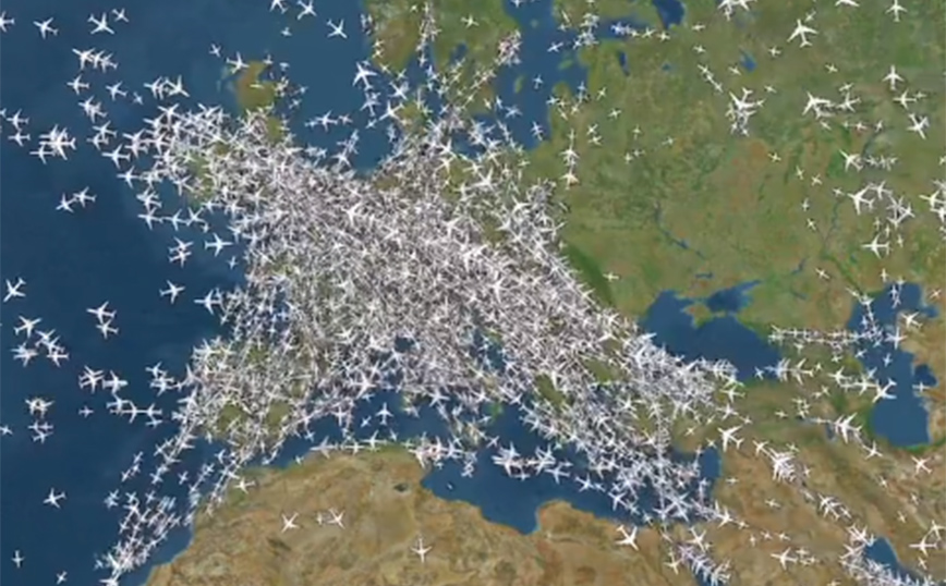 Πώς μοιάζει ένα δίωρο πτήσεων πάνω από την Ευρώπη
