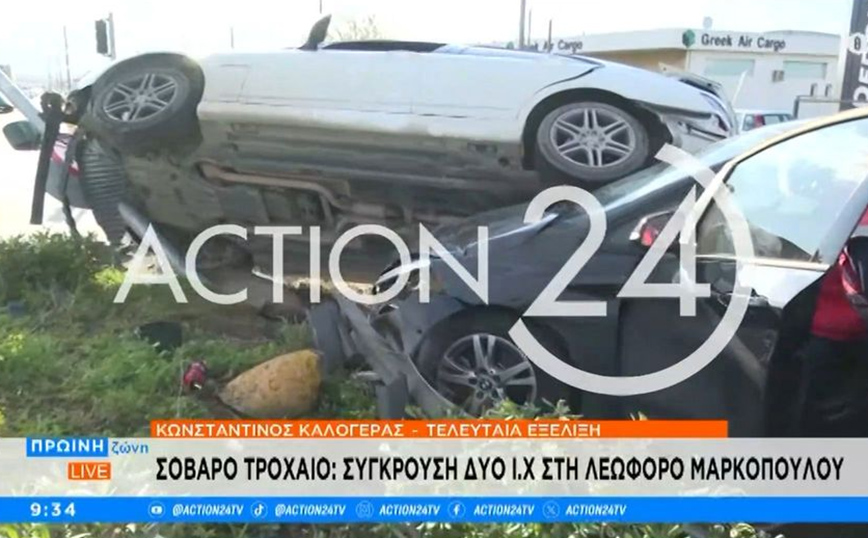 Σοβαρό τροχαίο ατύχημα στη λεωφόρο Μαρκοπούλου – Δείτε βίντεο